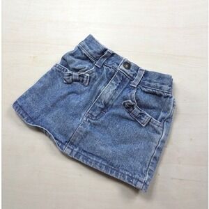 Vintage No Excuses Denim Mini Skirt Blue Medium Wash Bow Pockets Girls size2